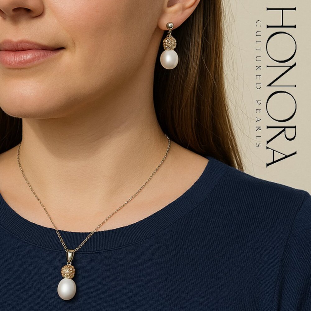 NEW Honora Cultured Pearls Necklace Earrings Boxed Gift Set Jewelry Brand New Ma - Picture 9 of 12